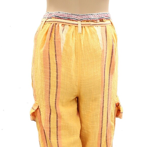 Free People Costa Pants Wide-Leg Yarn-Dyed Stripe Printed Cotton S New 284110 - Picture 8 of 8